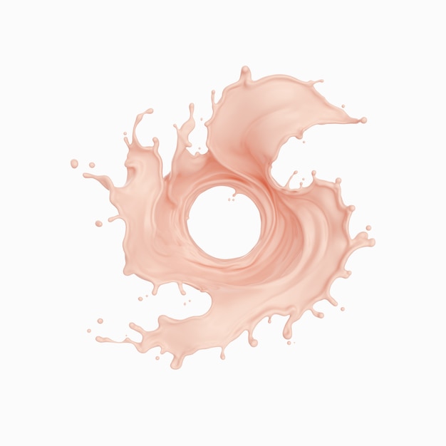 Foundation liquid splash and spinning into a swirl shape