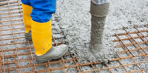 Foundation of new house with concrete and steel