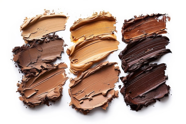 Foto foundation smears op de witte achtergrond make-up swatches