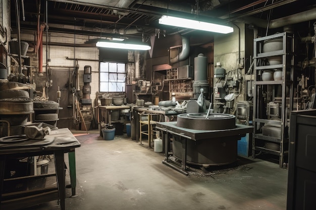 Foundry with intricate equipment and tools for creating highquality products