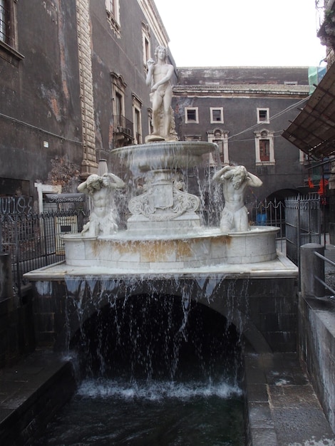 Fountain of the Amenano in the city of Catania 1867 Sicily Italy