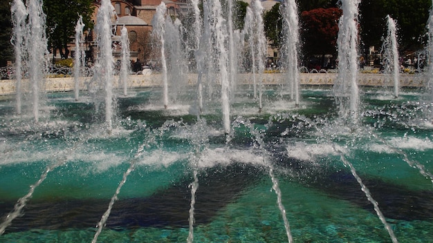 Fountain in front of building