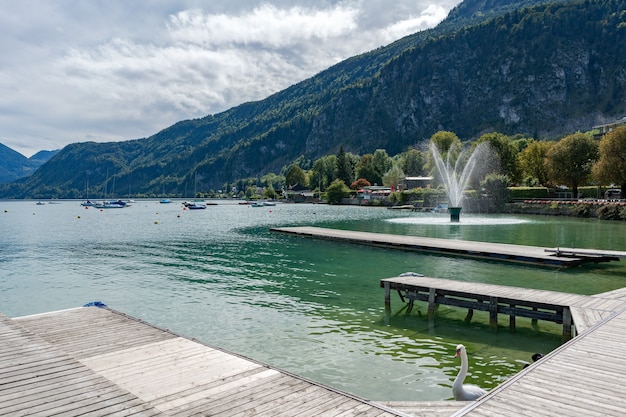 Fountain in Lake Wolfgang at St. Gilgen