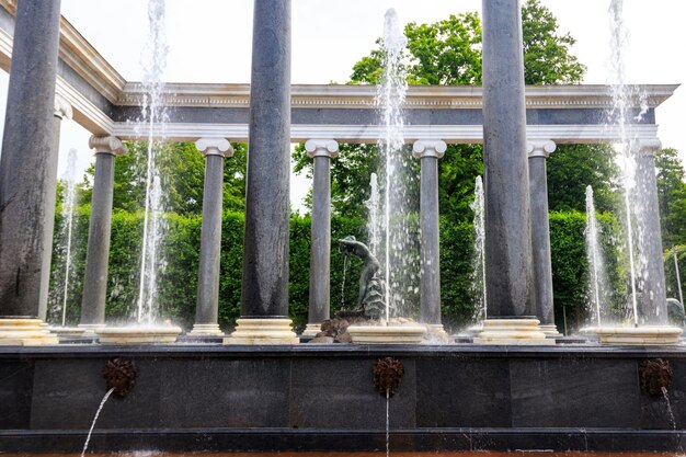 Fountain Lion's cascade in Lower park of Peterhof in St Petersburg Russia