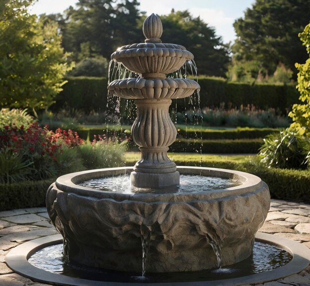 a fountain made with stone