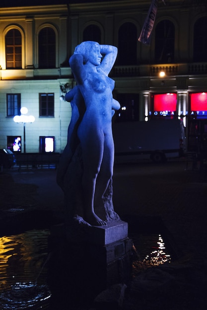 Foto fontana di notte