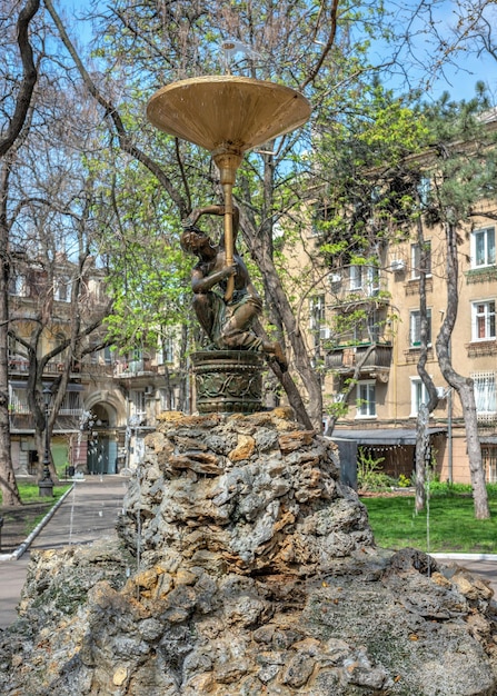 Fountain in the Palais Royal square in Odessa Ukraine