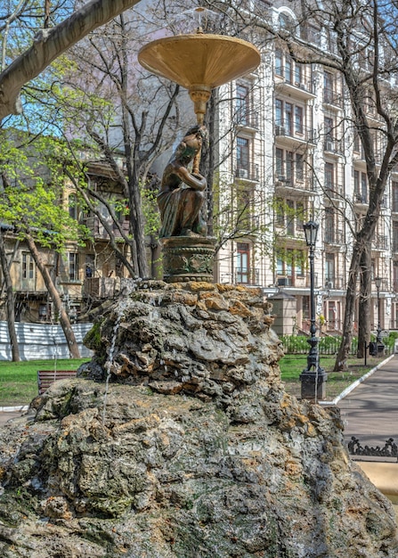 Fountain in the Palais Royal square in Odessa Ukraine