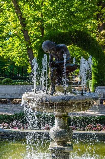 Foto fontana in un parco nella comunità di aranjuez di madrid spagna