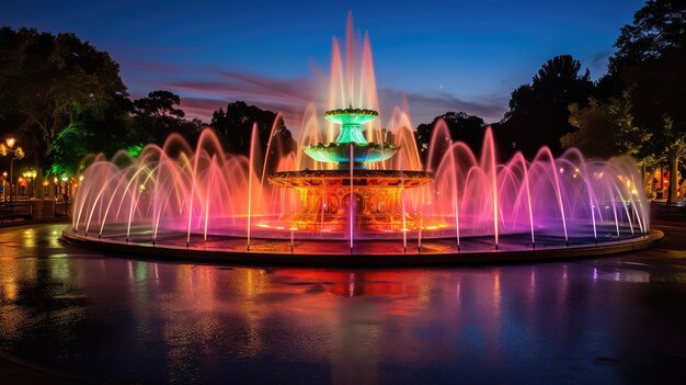 Photo fountain park lights finally