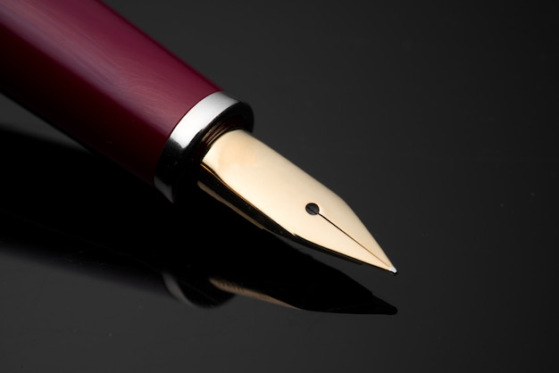 Photo fountain pen with clipping path on black