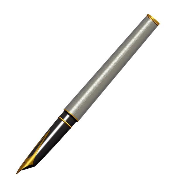 Перьевая ручка с пером golg, изолированным на белом