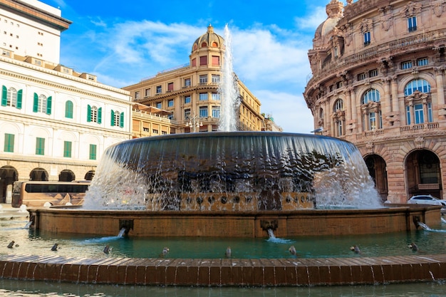 Fountain at Piazza de Ferrari in Genoa Italy