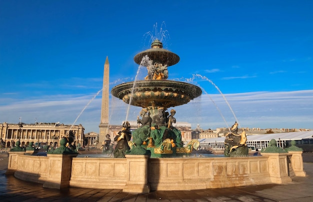 The fountain on place de la Concorde Paris France