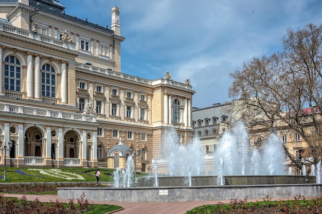 Fountain on the Theater Square in Odessa Ukraine