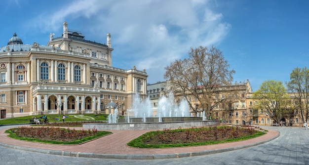 Fountain on the Theater Square in Odessa Ukraine