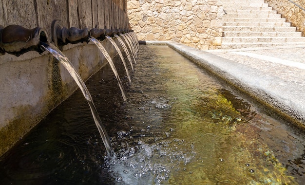 Fountain of the Twelve Canos from the 16th century in the town of Brihuega Guadalajara Spain