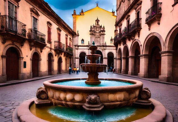 Photo a fountain with a fountain in the center that says  the name  on it