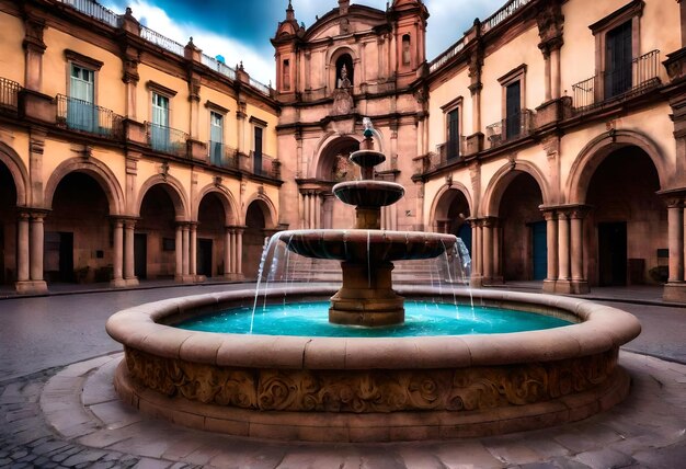 a fountain with a fountain that says  the fountain  on it