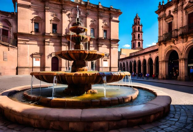 a fountain with a sign that says  the name  on it