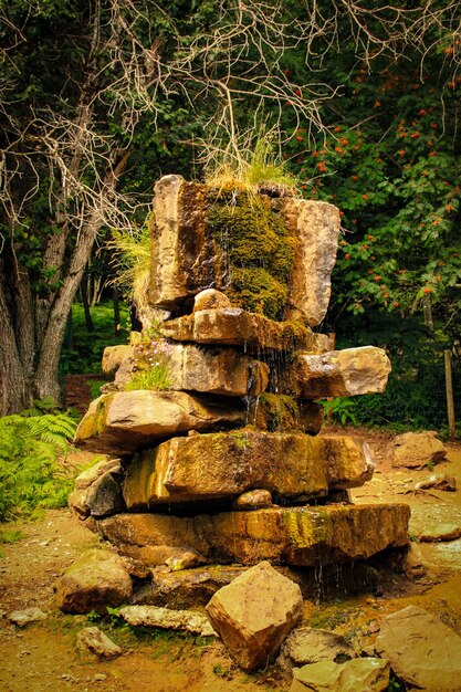 Photo fountain with stack of rocks