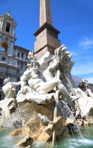 Fountain Zeus in Bernini's Piazza Navona in Rome Italy