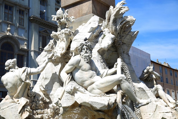 Fountain Zeus in Bernini's Piazza Navona in Rome Italy