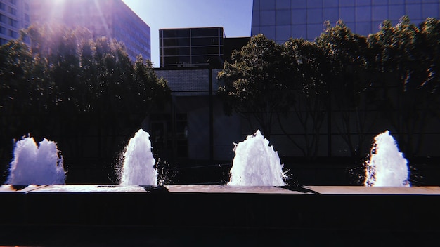 写真 都市の建物に対する噴水