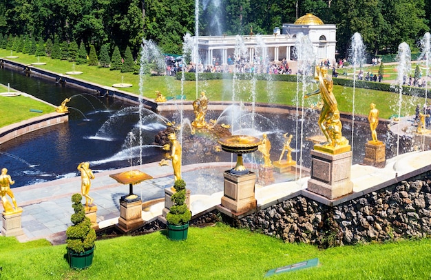Fountains in Peterhof Palace Saint Petersburg Russia