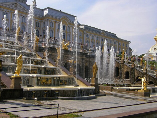 Fountains and sculptures of the palace park Peterhof St Petersburg