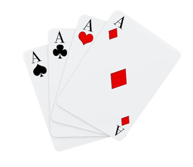 흰색 배경에 4개의 에이스 카드 놀이