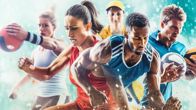 Photo four athletes competing in a track and field event