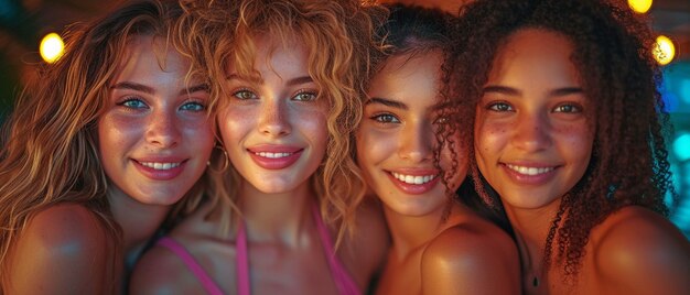 Four attractive content young ladies in a group