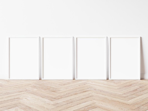 Four blank vertically oriented rectangular exhibition background