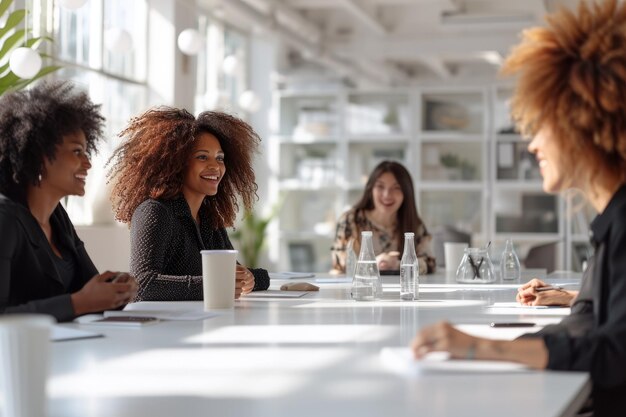 Four businesswomen having a meeting in a modern office