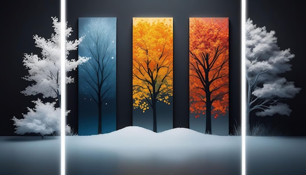 Photo four canvas each depicting different seasons