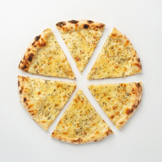 Four cheese pizza on a white isolated background