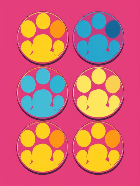 Photo four circles in different colors on pink background