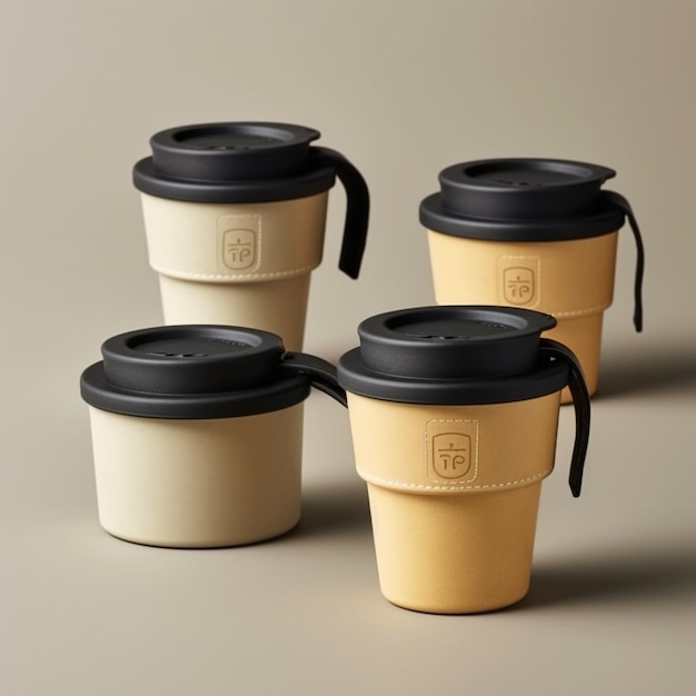 Four coffee cups made of ecofriendly material