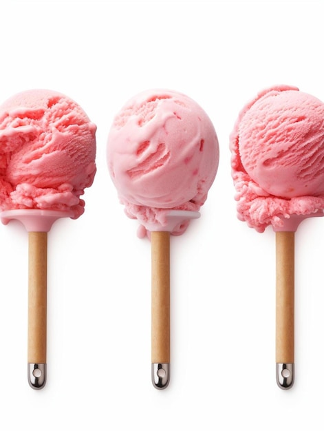 four different colored ice creams are lined up in rows.