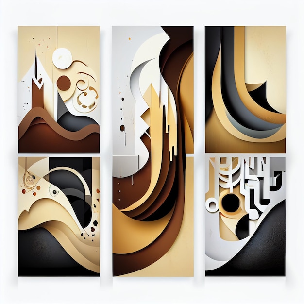 Four different images of a series of abstract designs with a white background generative ai