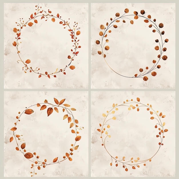 four different images of a set of four different designs of leaves