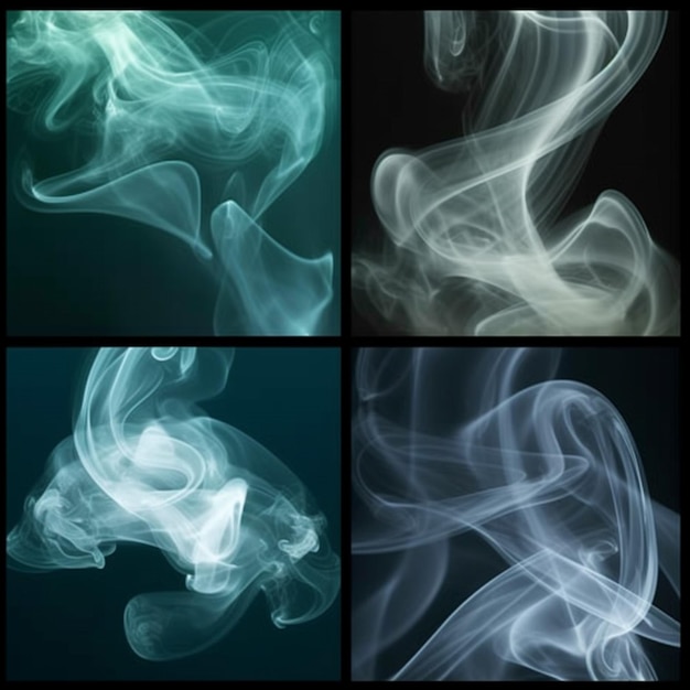 Four different pictures of smoke with the words " smoke " on them.