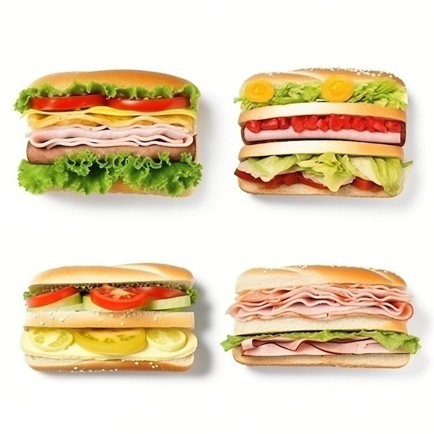 4가지 종류의 샌드위치
