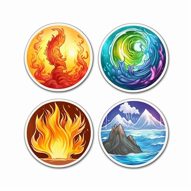 Premium AI Image | the four elements fire water earth sun
