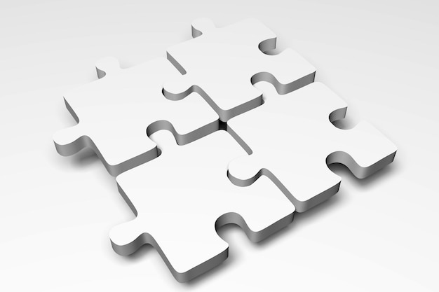 Four jigsaw puzzle pieces 3D illustration