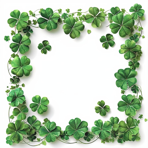 Photo four leaf clover border frame with white background