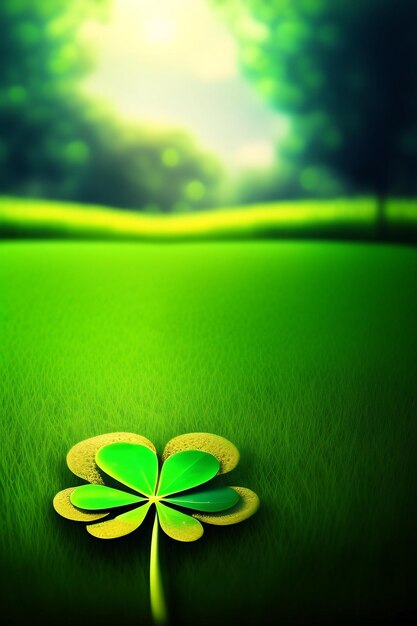Four leaf clover field shamrocks lucky day good luck charm green growth spring and summer st
