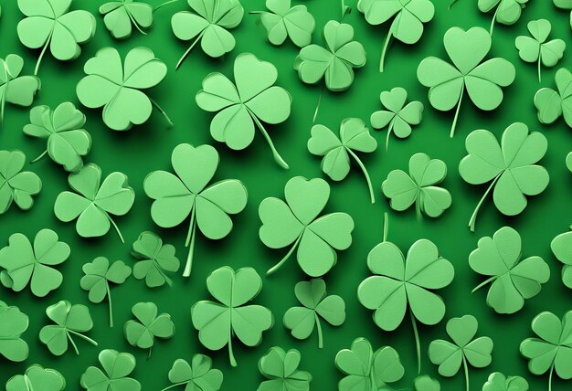 Photo four leaf clover on a green background for st patrick's day background