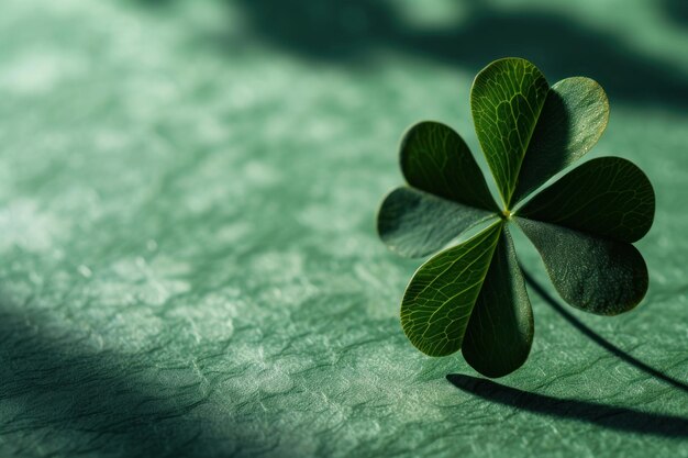 A four leaf clover on a green surface